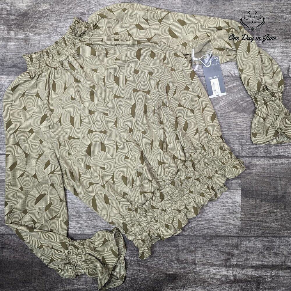 Worthington Long Sleeve Ruched Neck Blouse Size S